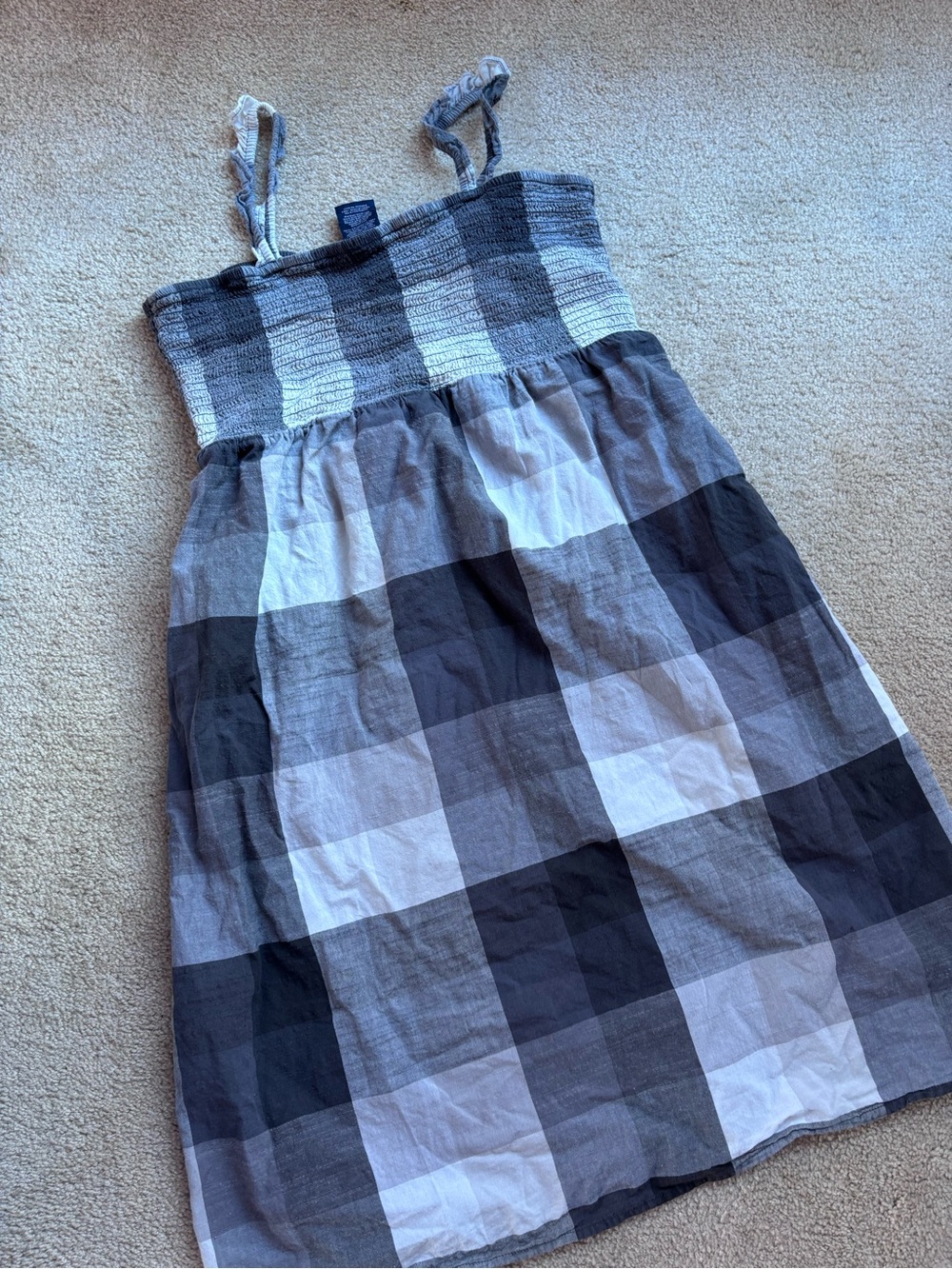 Faded Glory Girls Black & Gray Checked Sundress